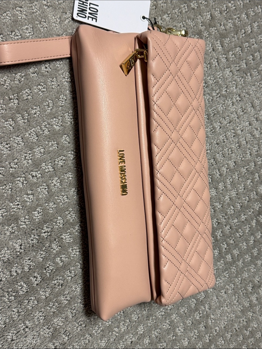 Love Moschino Blush Pink Quilted Double-Pouch Wristlet